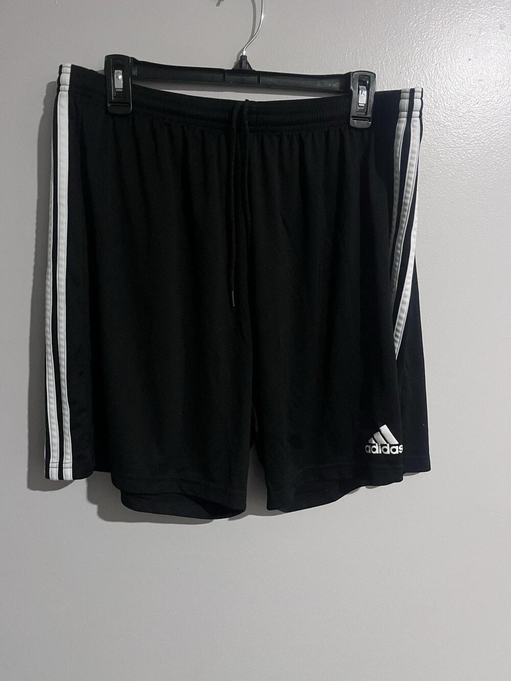 Adidas Shorts Mens 2XL Black AEROREADY 3-Stripe Athletic Drawstring Pockets